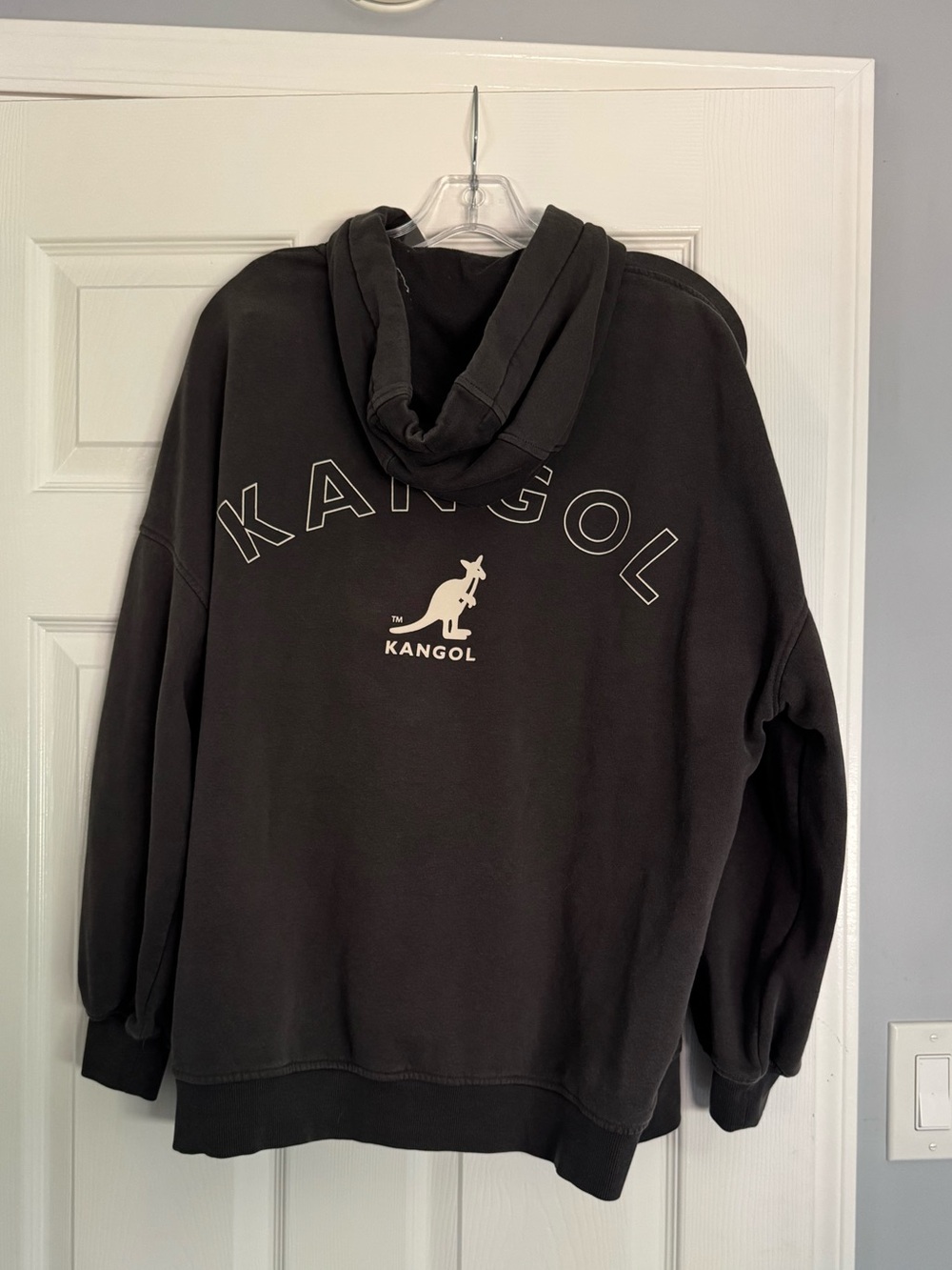 H&M x Kangol Men's Black Crewneck Hoodie with White Logo